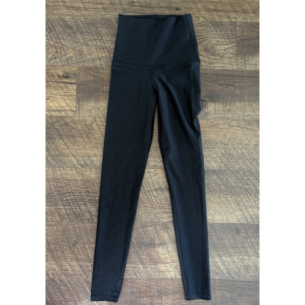 Emily Hsu Leggings Jet Shimmer Black High Waisted Size S High Rise Made in USA - Picture 2 of 8